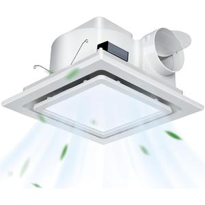 Gopper 12" Ultra Quiet Bathroom Exhaust Fan with 6500K LED Light, 1.0 Sone 120 CFM, 10x10 Mount, 1500 LM Ceiling Ventilation Fan, Energy Efficient (6500K LEDW)