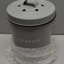 FINESSY Indoor Compost Bin Kitchen Odorless with Lid for Composting Food Waste for Counters, Stainless Steel Kitchen Compost Bin Countertop Can, Indoor Food Composter Recycler Container (Nordic Grey)