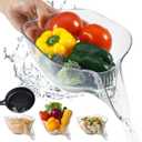 Multi-Functional Drain Basket with Spout,2025 Upgraded High Temperature Resistant Kitchen Essentials Drainage Basket Funnel,Removable Plastic Food Basket For Food Vegetables Fruits 3pcs