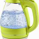 OVENTE Electric Kettle, 1.5L Borosilicate Glass Countertop Water Heater and Boiler for Coffee or Tea, BPA-Free, Auto Shut-Off, Boil-Dry Protection, Removable and Washable Spout Filter, Green KG83G 