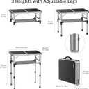 Anbte Folding Camping Table, Aluminum 24" x 16" Adjustable Height Small Folding Table with Carrying Handle, Lightweight, Portable Camping Table Waterproof for Outdoor Indoor Picnic Beach BBQ (Black)