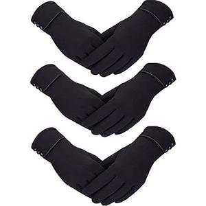 Patelai 3 Pairs Womens Gloves Winter Touchscreen Texting Phone Windproof Gloves Warm Fleece Lined Cold Weather (Black)