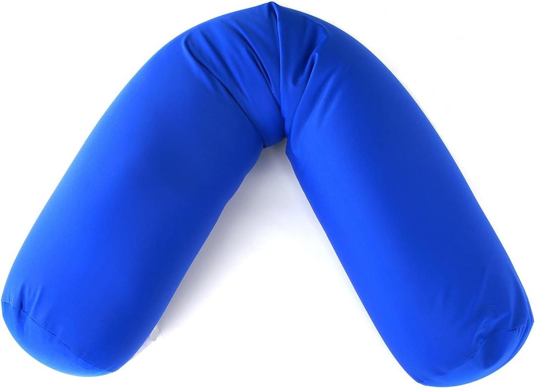 Squishy Deluxe Microbead Body Pillow with Silky Removable Cover, Extremely Huggable, Full Body Support, Keeps Spine in Proper Alignment, Doubles As a Pregnancy & Nursing Pillow, 47 X 7