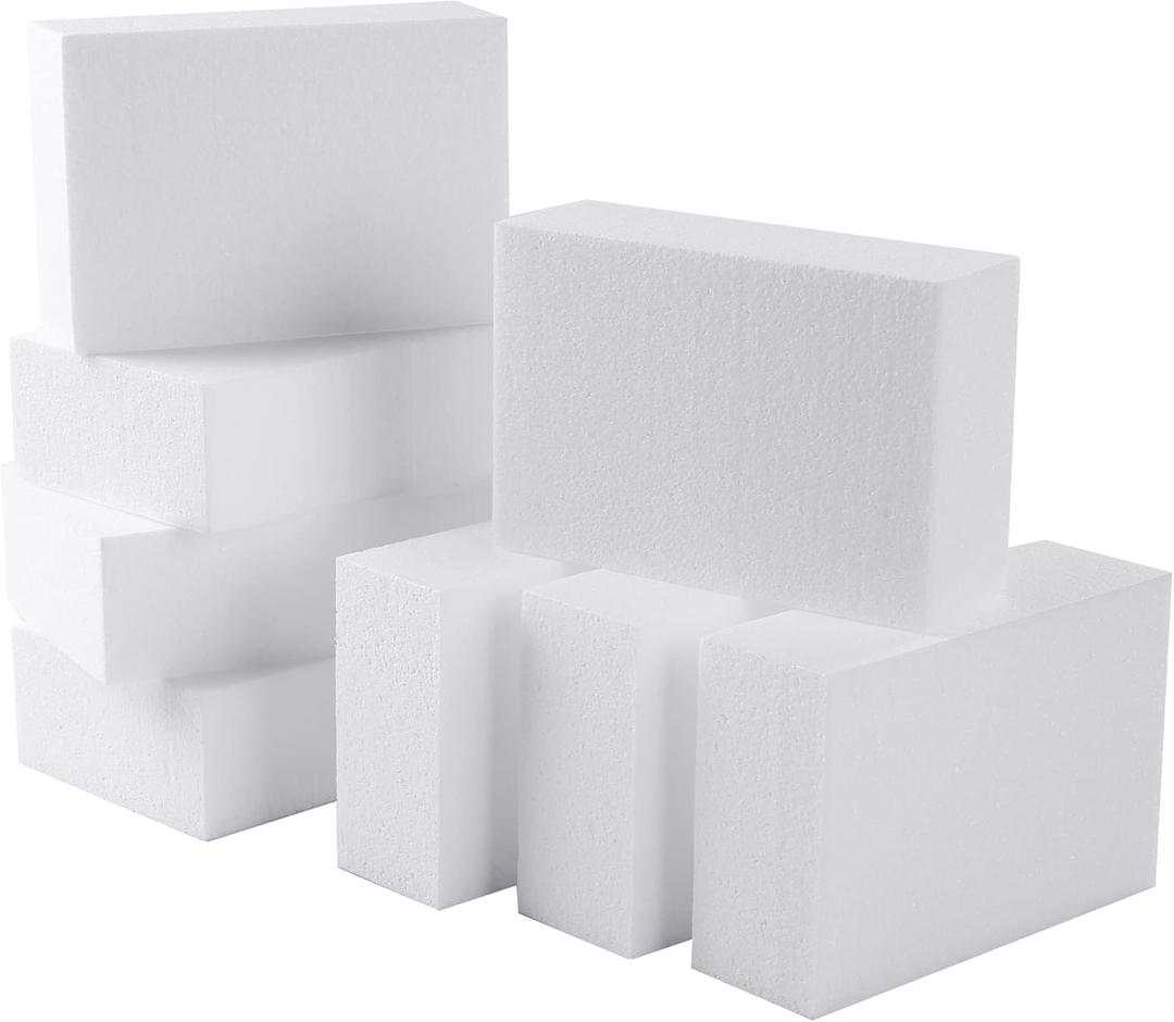 AMZQNART 8 Pack Crafts Foam Blocks, 6x4x2 Square Polystyrene Foam Bricks for Art Sculpting, Flower Arrangements, Sculpture, Modeling, School and Home DIY.