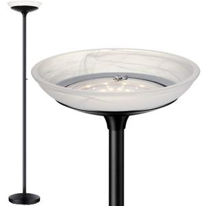 BoostArea Torchiere Floor Lamp, 30W Super Bright LED Standing Lamp, Stepless Dimmable Pole Lamp with 3000K Lighting, Rotary Switch, 70 Inch Tall Metal Modern Floor Lamps for Living Room/Bedroom Black