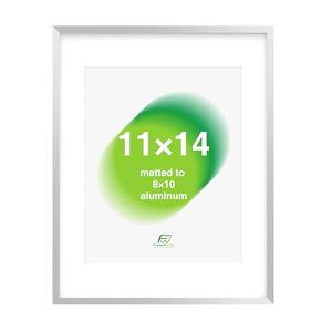 FrameWorks 11x14 Matted to 8x10 Picture Frame – Aluminum Frame w/Tempered Glass, Removable Mat for Photos, Posters, Art, Stylish Wall Frame for Home Decor, Gallery Walls, Office, Living Room - Silver