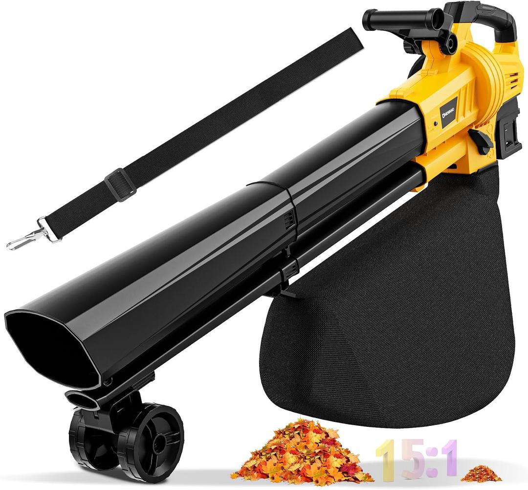 3-in-1 Leaf Vacuum Cordless with Bag Compatible for Dewalt 20V Battery, Electric Leaf Mulcher & Leaf Vacuum with Bag 40L, Handheld Leaf Blowers for Lawn Care, 5 Speeds, Turbo Mode(Not Battery)