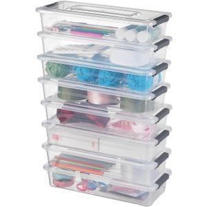 8 Pack 4QT Clear Plastic Storage Bins with Lids Stackable Storage Box for Crafts, Supplies Plastic Container Bins for Organizing (Small 8Pack)