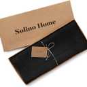 Solino Home Linen Black Table Runner 36 Inches - Classic Hemstitch, 100% Pure Linen Coffee Table Runner 14 x 36 Inch Ideal for Dresser Tables - Spring, Summer, Mothers Day