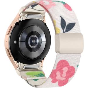 Stretchy Bands Compatible with Samsung Galaxy Watch 7 6 5 4 FE Band 40mm 44mm/5 Pro Band/Galaxy Watch 6 4 Classic 47mm 43mm 42mm 46mm, One Click No Gap Gradient Print Nylon Strap