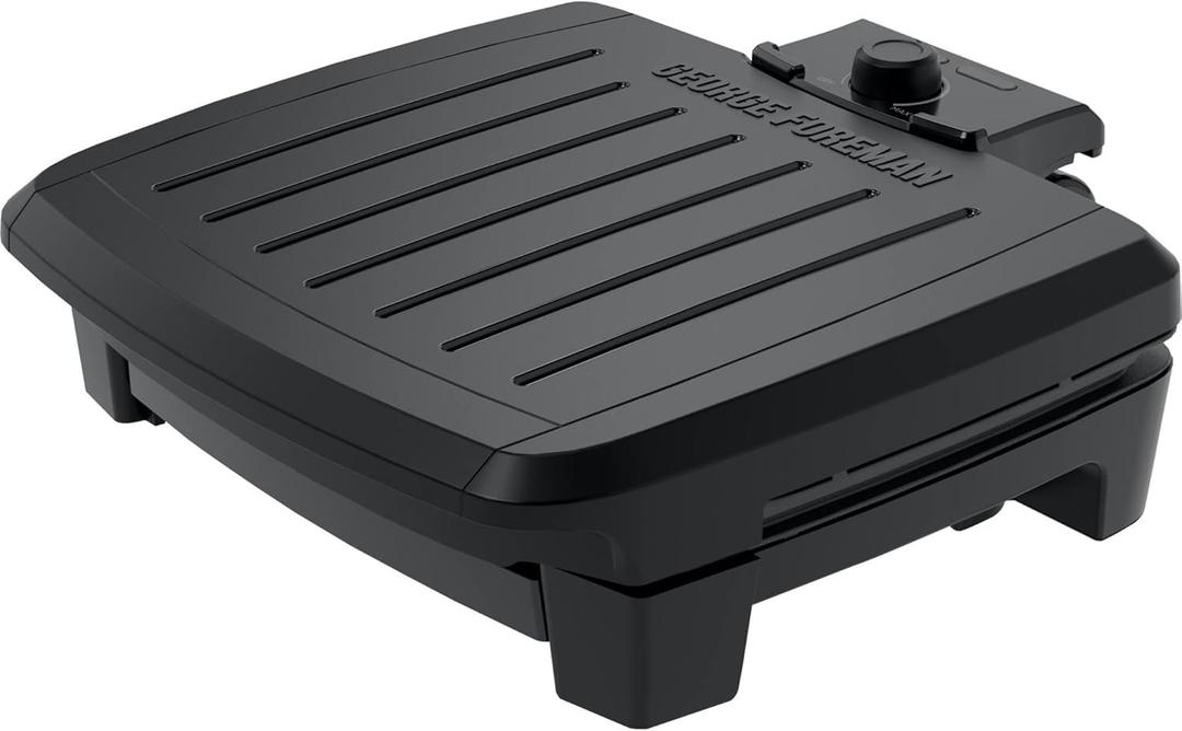 GEORGE FOREMAN Contact Submersible Grill, 5-Serving Grill - Adjustable Temperature Control, Black Plates, Wash the Entire Grill (Black/Grey)