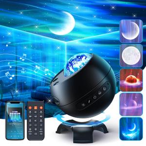 COOLNIGHT Galaxy Projector for Bedroom, 180 Light Modes Moon Star Aora Night Light, 15 White Noise+Bluetooth Galaxy Light, Remote Star Projector for Kids Christmas Gifts (Black)