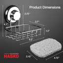 HASKO 2-Pack Suction Cup Soap Holder Bar Soap Dish for Shower with Hooks for Bathroom Optional Mounting with Adhesive Tape Includes 2 Soap Savers Polished Stainless Steel SS304