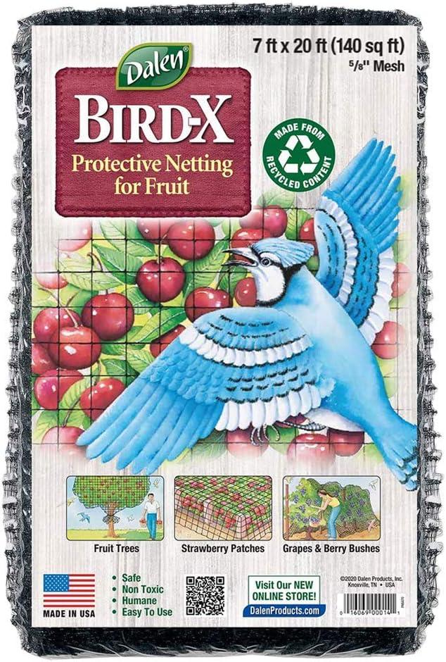 Dalen Bird-X Protective Mesh Netting for Fruit Trees, Berries, Vegetables - 7 ft x 20 ft, Black Garden Netting, 5/8-inch Mesh - Helps Deter Birds & Garden Pests, Made of Weather-Resistant Plastic