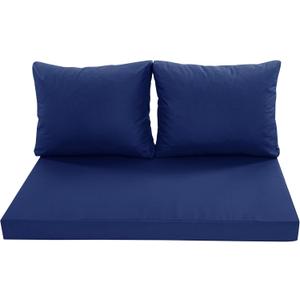 Outdoor Loveseat Cushions for Patio Furniture, Waterproof Weather & Fade Resistant Seat and Backrest Cushion Set with Removable Cover, 46 x 26 Inch, Navy (46*26*4/1P+19*24/2P)