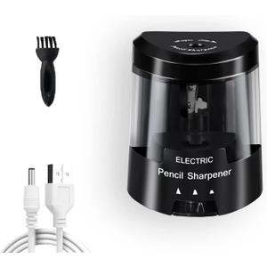Electric Pencil Sharpener, Battery (Not Included) USB Powered, Portable for NO.2 Pencils, Automatic and Durable with 3 Sharpness Options - Classroom, Home, Office Black