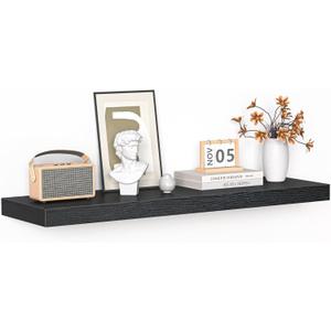 Floating Shelves - 10.3 Inch Deep Wall Shelf for Decor & Storage - Wall Mounted Display Shelving with Invisible Heavy-Duty Metal Bracket - 36" W x 10.3" D x 1.8" H - Set of 1 - Rustic Black