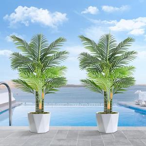 Artificial Plant 4ft Golden Cane Palm Tree UV Resistant 2 Pack JZL-4-2 Keeplush