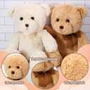 HyDren 2 Pack Bear Stuffed Animals 18 Inch Cuddly Stuffed Bear Plushies with Bow for Birthday Gifts Baby Shower Decors Valentines Party Decors(Beige, Light Brown)