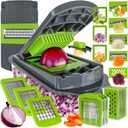 Bartnelli Vegetable Chopper Food Slicer Pro | 15 Pc MultiFuctional Kitchen Gadgets for Onion, Veggie, Cheese Grater, Vegetables Cutter With Large Container, Easy to Clean, With Bonus Brush and Fork