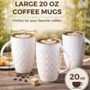 AmorArc Large Coffee Mugs Set of 6, 20oz Ceramic Tall Coffee Mugs Set with Textured Patterns for Coffee/Tea/Beer/Hot Cocoa, Dishwasher & Microwave Safe-Off White