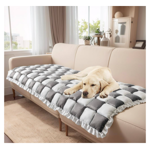 TOPCHANCES Dog Couch Cover Protector, Thickened Non-Slip Washable Plaid Sofa Pads for Couch, Pet Sofa Couch Cover Furniture Covers for Camping, Car, Floor&Bed, All-Season(28x71in)