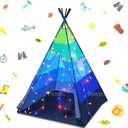 LimitlessFunN Teepee Kids Play Tent | Includes Star Lights & Carrying Case |, Children Indoor Playhouse for Boys, Toddlers, 42" D x 42" W x 60" H (Blue)