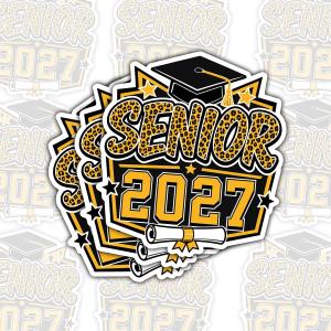 3PCS Senior 2027 Stickers, Graduation Leopard Print Decals Waterproof Vinyl for Laptop Water Bottle Tumbler Phone Case, Class of 2027 Gifts for Students Teachers Graduation Party, 3in