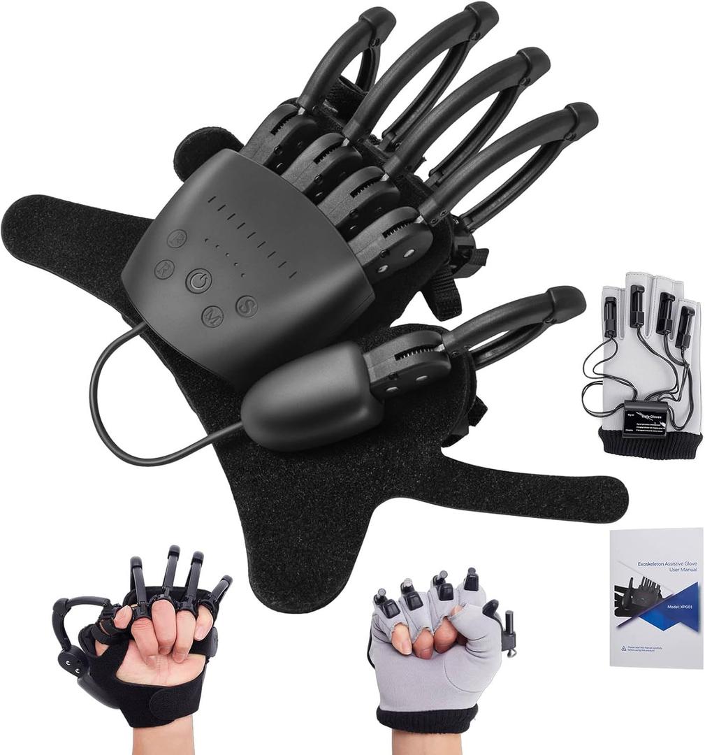 Hand Rehabilitation Robot Gloves for Stroke, Robotic Hand Glove for Stroke Rehab, Adjustable Strength, 4 Modes, Finger Training Therapy Equipment for Hemiplegia Stroke Patient with USB Chargeable