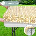 misaya Rectangle Vinyl Table Cloth, Elastic Fitted Flannel Backed Tablecloth, 100% Waterproof Plastic Table Cover Fits 5 Foot Folding Tables for Picnic, Camping, Outdoor (Gold, 30" x 60")