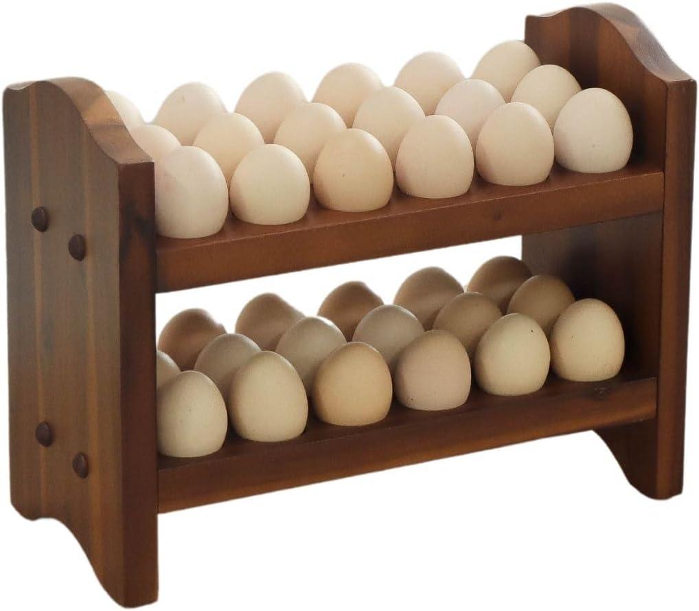 Egg Holder Countertop, Egg Storage and Egg Container for 36 Eggs, Fresh Egg Holder Countertop, Stackable Shelf Display Holder for Kitchen,Cute Egg Holder with Rustic Style, Light Brown
