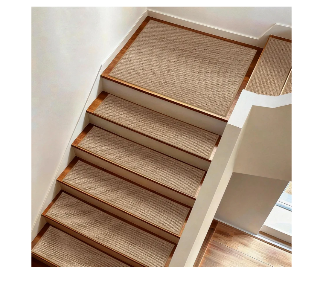 15pcs Stairs Treads 8"X30" and 1 Landing Carpet 30"X30", Linen Stair Carpet for Wooden Steps Non Slip Peel and Stick Stairs Runner Indoor Self-Adhesive Treads Stair Covers Mat