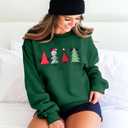 JINTING Christmas Sweatshirt for Women Christmas Tree Pullover Xmas Holiday Crewneck Sweatshirts Long Sleeve Top Green Medium (Green, M)