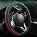 Car Steering Wheel Cover, 15 inch Carbon Fiber Microfiber Leather Elastic Steering Wheel Protector, Breathable Anti-Slip Comfortable Steering Wheel Covers for Most Cars (Wine Red, AD)