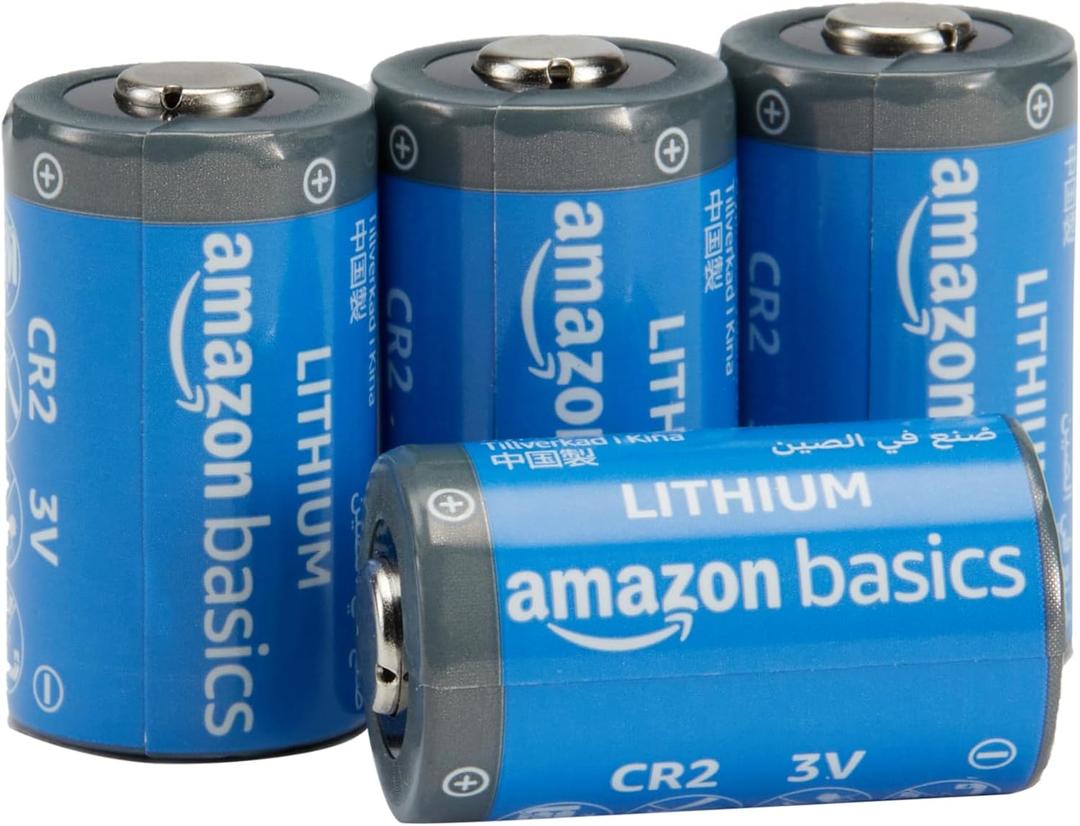Amazon Basics CR2 Lithium Batteries, 3 Volt, Long Lasting Power, Low Self-Discharge Rate, Pack of 4