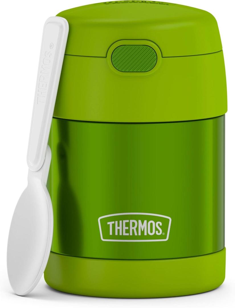 THERMOS FUNTAINER Insulated Food Jar, 10 Ounce, Kid Friendly Food Jar with Foldable Spoon, Lime
