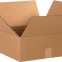 BOX USA 15156 Flat Corrugated Cardboard Box 15" L x 15" W x 6" H, Kraft, For Shipping, Packing and Moving (Pack of 25)