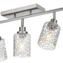 VINLUZ 5 Light Track Lighting Kit with Rotatable Head, Brushed Nickel Finish Directional Spotlight Fixture Directional Spotlight