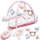 Baby Play Mat, 7-in-1 Infant Gym Mat for Sensory and Motor Development, Washable & Portable Newborn Tummy Time Activity Mat for Home & Travel, Babies Gift for 0-3-6-9-12-18 Months (Blue)