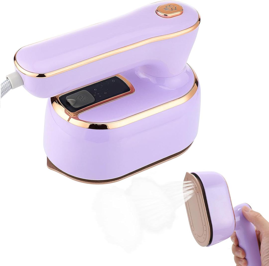 Travel Steamer Iron for Clothes, 1000W Handheld Portable Steamer, 10s Fast Heating Up 180 Rotary Small Size Garment Steamer Iron, Mini Steam Iron for Home, Dorm, Travel Essentials (Purple)