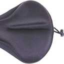 Free-fly Large Bike Seat Cushion with Drawstring- Extra Soft Gel Bicycle Seat - Non-Slip Bike Seat Pad Cover - Fits Cruiser and Stationary Bikes, Indoor Cycling(Black)