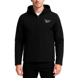 Reebok Mens Jacket - Water Resistant Zip Up Sherpa Fleece Lined Softshell Mens Lightweight Jacket - Winter Jackets for Men (X-Large, Black Ink)