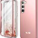 SURITCH for Samsung Galaxy S23 Case, [Built-in Screen Protector] [Dual-Layer Protection ] Full Protection Shockproof Rugged Bumper Phone Protective Cover for Samsung S23 6.1 Inch - Rose Gold