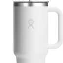 Hydro Flask Travel Tumbler with Handle, Clear Lid and Straw - Insulated Stainless Steel, 40 Ounces