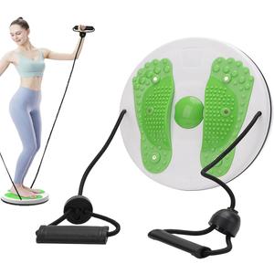 Ab Twist Waist Disc Board, Adjustable Waist Trainer Twisting Disc with Handles, Waist Slimming Balance Rotating Disc with Massage Foot Sole for Slimming Waist Arms Hips and Thighs (Green B)