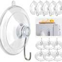 HangerSpace Suction Cup Hooks, 1.77 Inches Clear PVC Suction Cups with Metal Hooks Removable Small Suction Cups for Kitchen Bathroom Shower Wall Window Glass Door 12 Pack