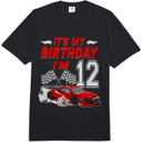 It's My 12th Birthday Boy Race Car Racing 12 Years Old Comfort Colors Adult Heavyweight T-Shirt Largew
