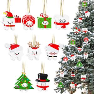 Shellwei 36 Pcs Christmas Dentist Gifts Tooth Hanging Ornaments for Christmas Tree Decorations Teeth Hanging Ornaments for Dentist Dental Assistant Hygienist Coworker Staff Gifts Decor