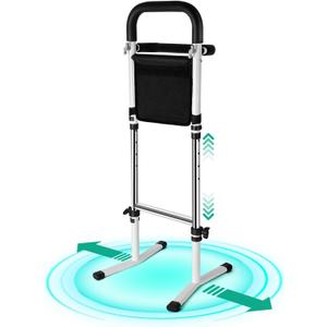 Stand Assist Aid for Elderly - Mobility Aid for Seniors with 5-Level Height Adjustment, 300Lbs Capacity & Dual Handrails for Safe Toilet and Couch Use, Includes Storage Pouch for Convenience
