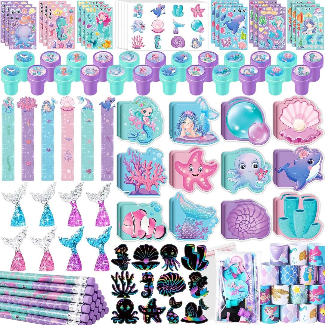 BenLouis 120Pcs Mermaid Party Favors - Little Mermaid Pencils, Stickers, School Stationery Bulk for Kids Birthday Decor, Baby Shower, Candy Goodie Bag Stuffer, Classroom Rewards, Pinata Supplies BenLouis 120Pcs Mermaid Party Favors - Little Mermaid Pencils, Stickers, School Stationery Bulk for Kids Birthday Decor, Baby Shower, Candy Goodie Bag Stuffer, Classroom Rewards, Pinata Supplies